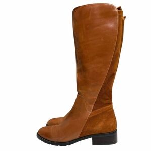 SoleMani Cognac Leather Knee-High Boots Women’s 6 Slim Shaft Lined Brown